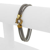 14k Yellow and White Gold 11.9g UnoaErre Three Strand Popcorn Bracelet Italy 7"