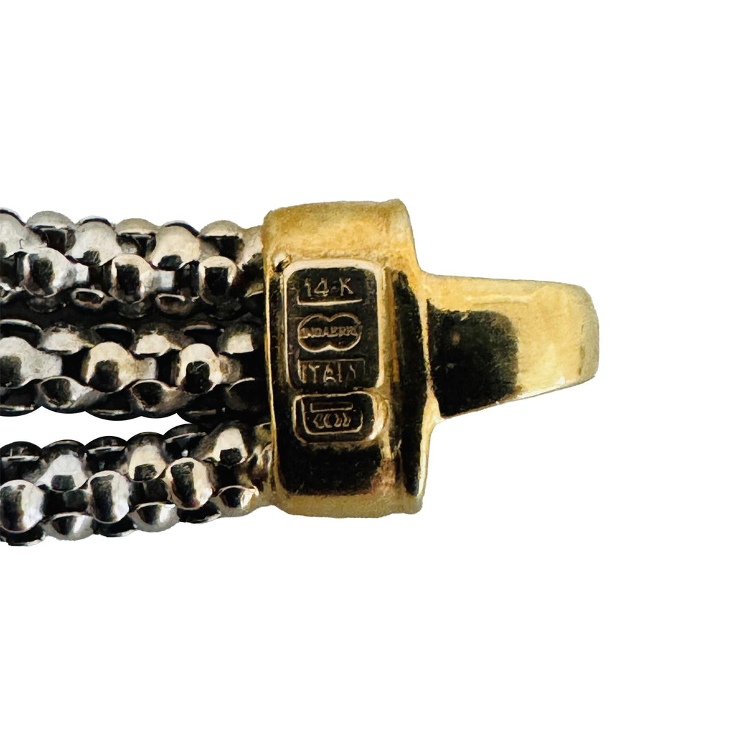 14k Yellow and White Gold 11.9g UnoaErre Three Strand Popcorn Bracelet Italy 7"