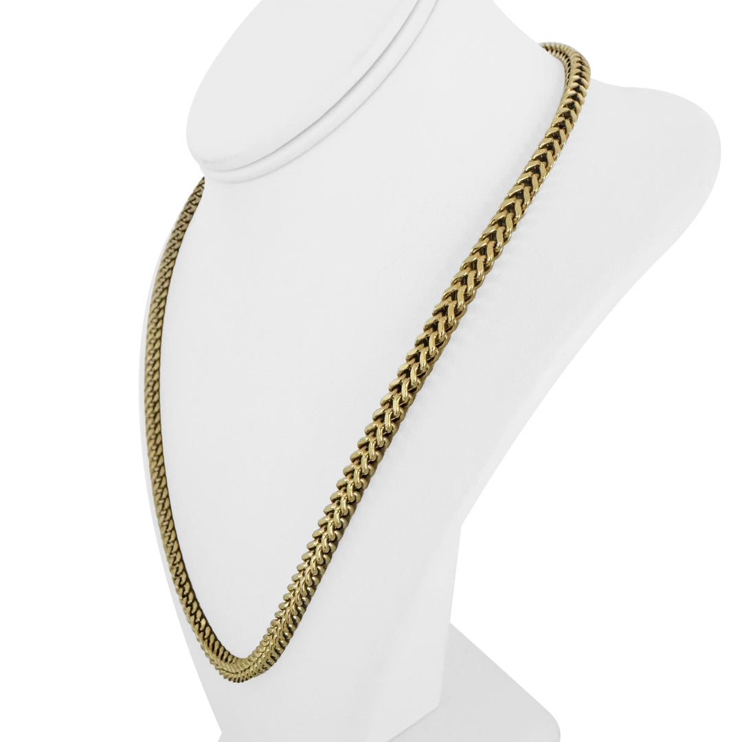 10k Yellow Gold 21.7g Semi Solid 5mm Squared Franco Link Chain Necklace 21.5"