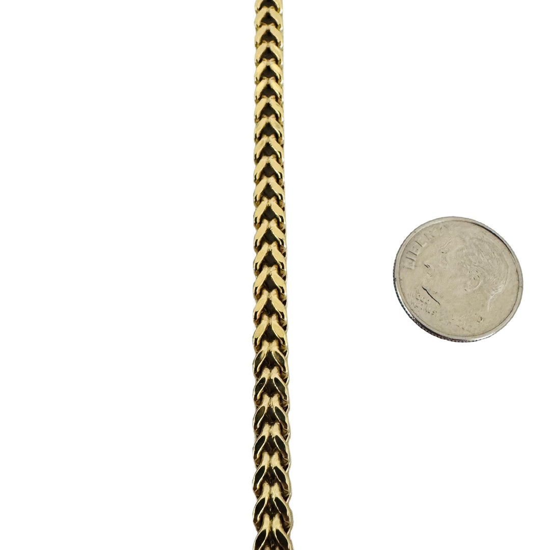 10k Yellow Gold 21.7g Semi Solid 5mm Squared Franco Link Chain Necklace 21.5"