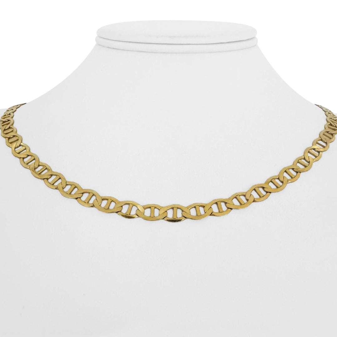 10k Yellow Gold 12.4g Solid Flat 5.5mm Mariner Link Chain Necklace 18"