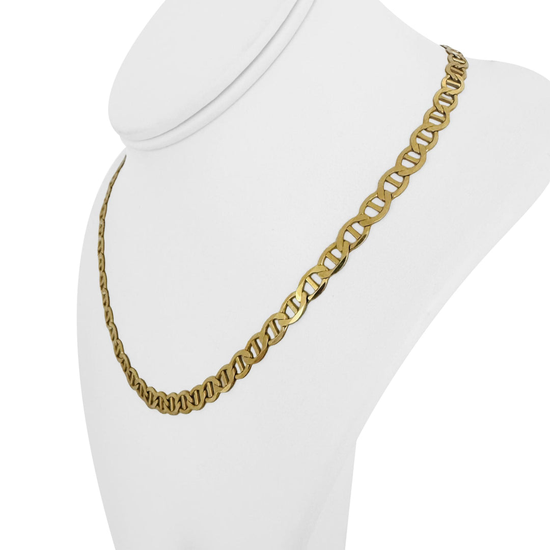 10k Yellow Gold 12.4g Solid Flat 5.5mm Mariner Link Chain Necklace 18"