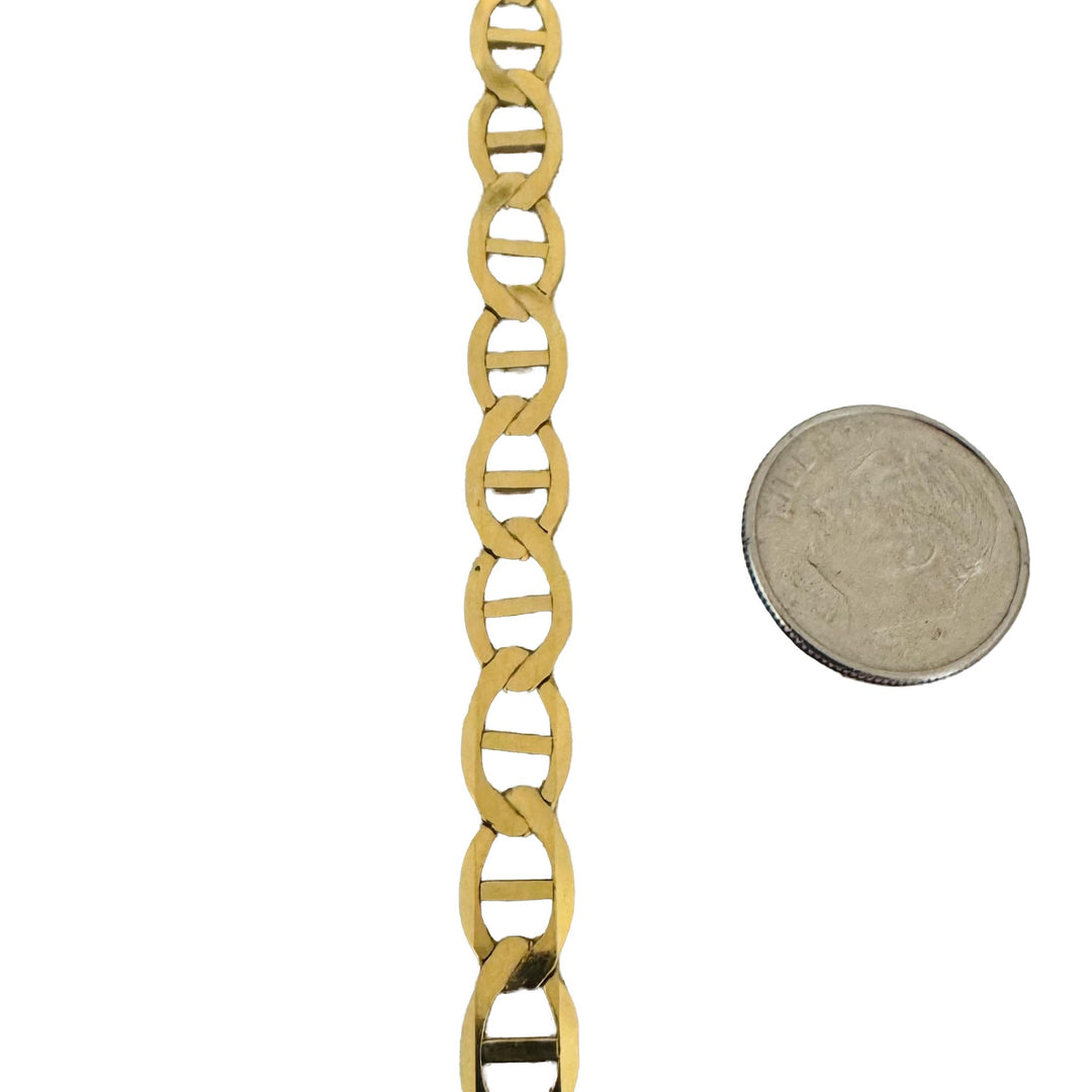 10k Yellow Gold 12.4g Solid Flat 5.5mm Mariner Link Chain Necklace 18"