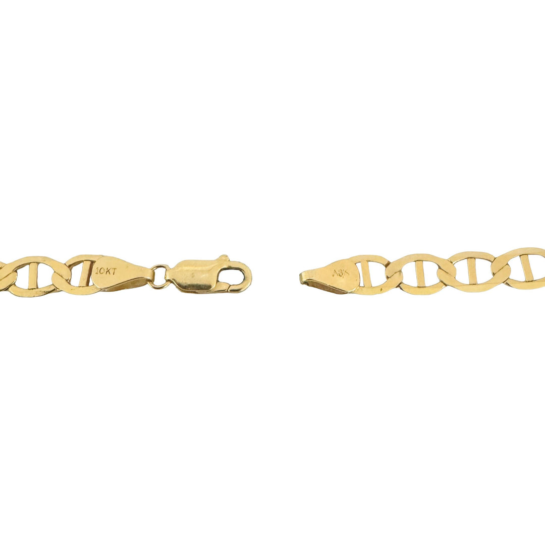 10k Yellow Gold 12.4g Solid Flat 5.5mm Mariner Link Chain Necklace 18"