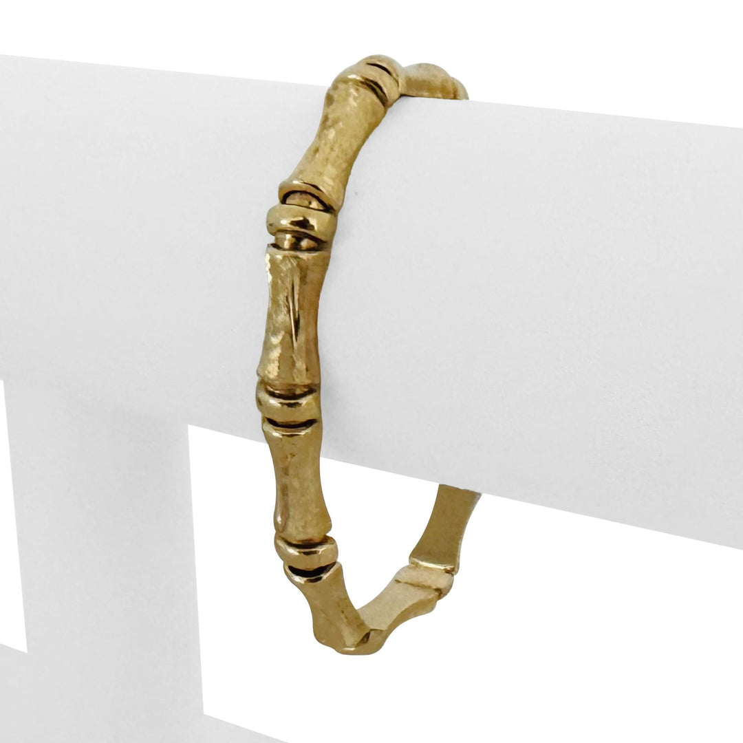 14k Yellow Gold 11.6g Ladies Vintage 7mm Bamboo Link Bracelet Turkey 7"