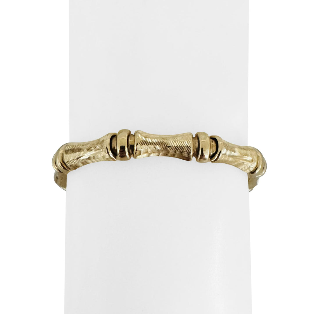 14k Yellow Gold 11.6g Ladies Vintage 7mm Bamboo Link Bracelet Turkey 7"