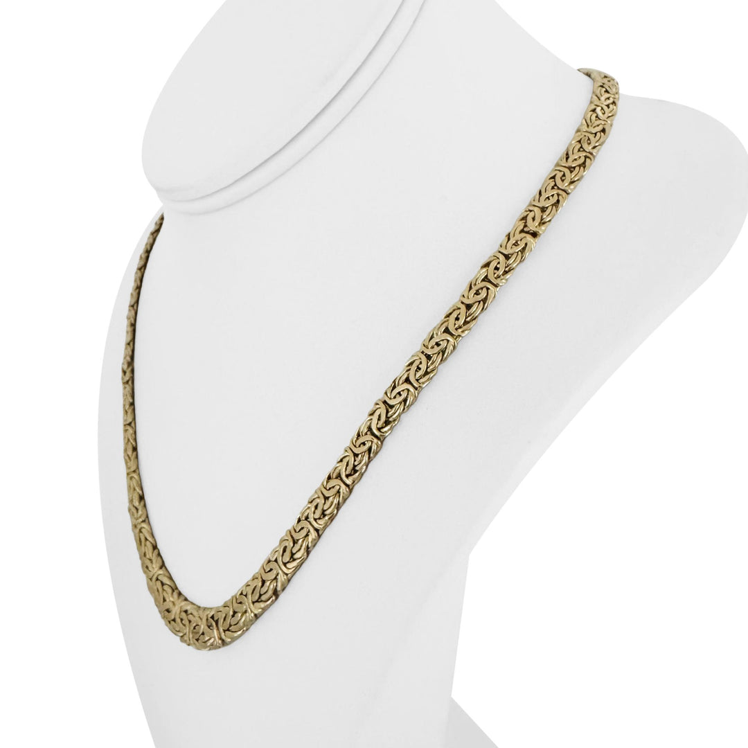 14k Yellow Gold 19.7g Thick Graduated Byzantine Link Necklace Turkey 19"