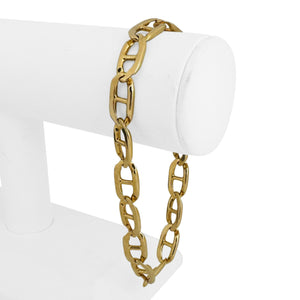 14k Yellow Gold 28.8g Solid Heavy 9mm Men's Mariner Link Bracelet Italy 9.5"