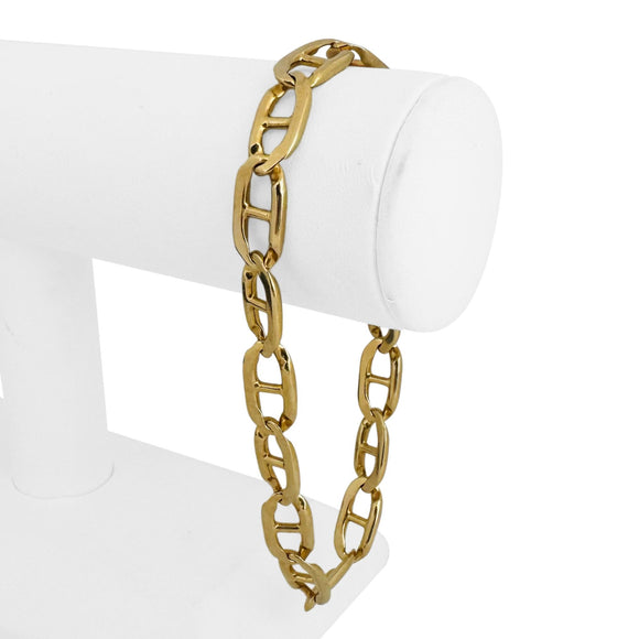 14k Yellow Gold 28.8g Solid Heavy 9mm Men's Mariner Link Bracelet Italy 9.5