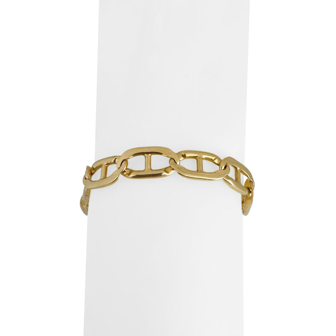 14k Yellow Gold 28.8g Solid Heavy 9mm Men's Mariner Link Bracelet Italy 9.5"