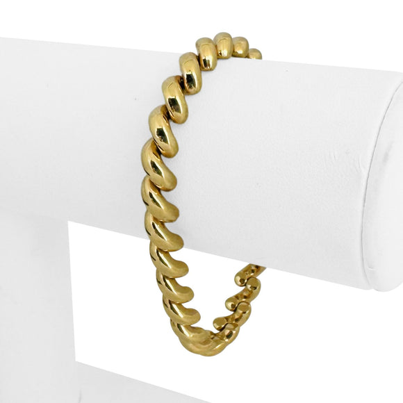 14k Yellow Gold 13.3g Ladies Polished 7mm San Marco Link Bracelet Italy 7.25