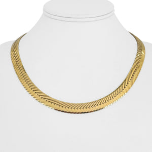 14k Yellow Gold 43.5g Heavy Thick 8.5mm Herringbone Link Necklace Italy 18"
