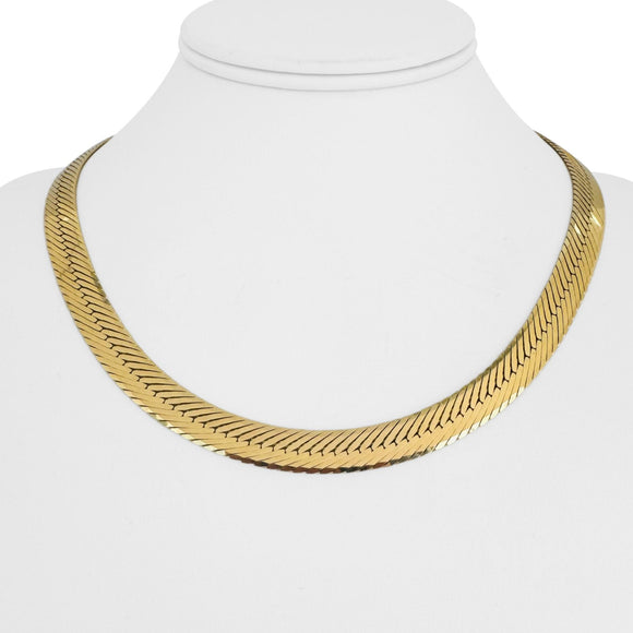 14k Yellow Gold 43.5g Heavy Thick 8.5mm Herringbone Link Necklace Italy 18
