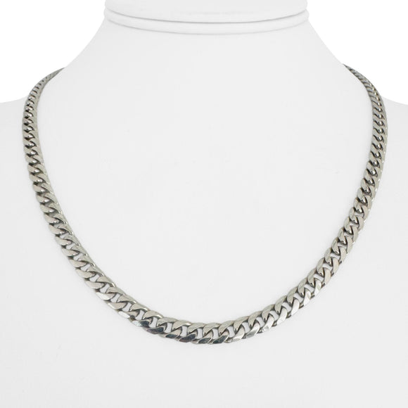 14k White Gold 25.8g Solid Heavy 5mm Curb Cuban Link Chain Necklace 18