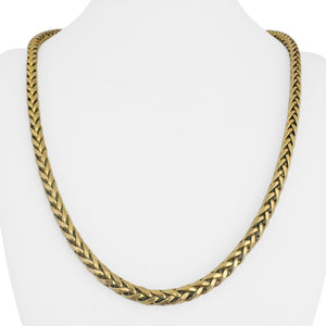 14k Yellow Gold 26.4g Semi Solid 6mm Wheat Link Chain Necklace 22"