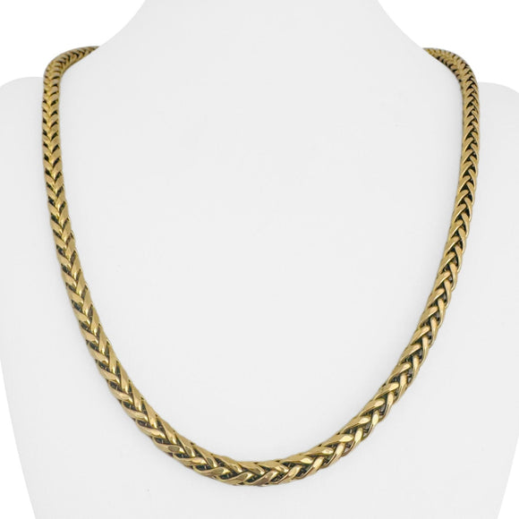 14k Yellow Gold 26.4g Semi Solid 6mm Wheat Link Chain Necklace 22