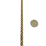 14k Yellow Gold 26.4g Semi Solid 6mm Wheat Link Chain Necklace 22"