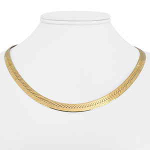 14k Yellow Gold 22g Solid Thick 6mm Herringbone Link Necklace Italy 18"