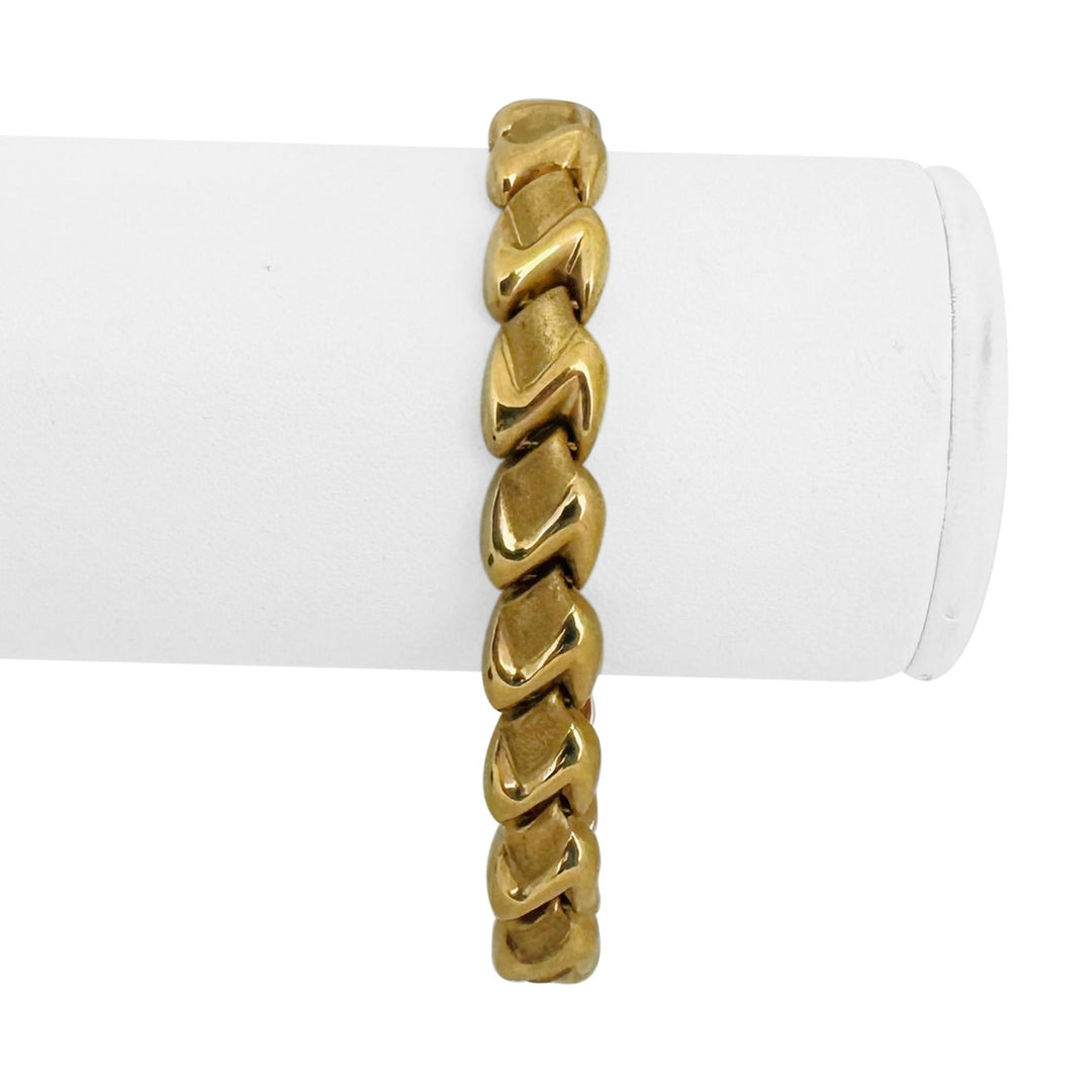 14k Yellow Gold 15.4g Ladies 8.5mm Fancy Link Bracelet Italy 7"