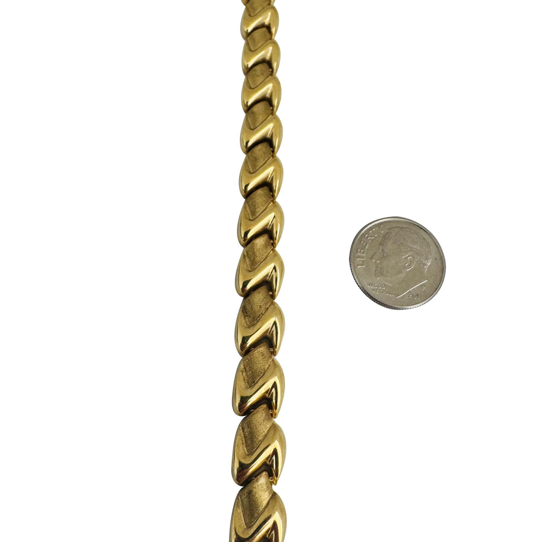 14k Yellow Gold 15.4g Ladies 8.5mm Fancy Link Bracelet Italy 7"