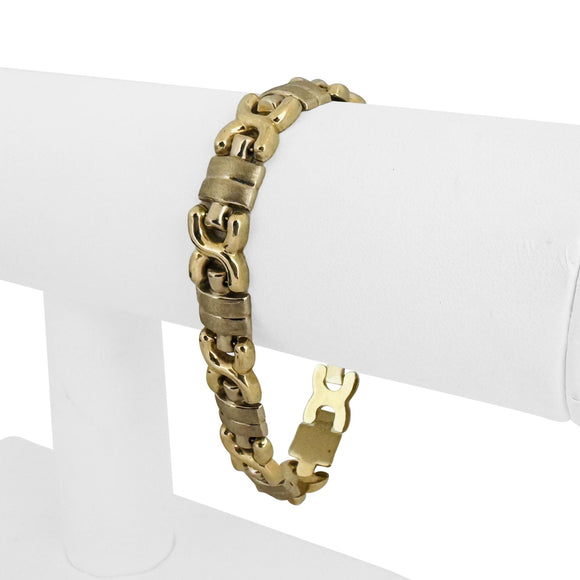 14k Yellow and White Gold 13.7g Ladies Two Tone 10mm Fancy Link Bracelet 7.25