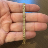 14k Yellow Gold 9.8g Solid Ladies 6mm Beaded Link Bracelet 7"
