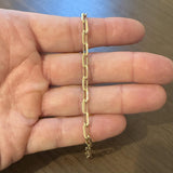 14k Yellow Gold 1.7g Hollow Very Light 5mm Flattened Oval Link Bracelet Italy 7"