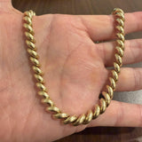 14k Yellow Gold 36.7g Heavy Polished 7.5mm San Marco Link Necklace Italy 16"