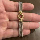 14k Yellow and White Gold 11.9g UnoaErre Three Strand Popcorn Bracelet Italy 7"