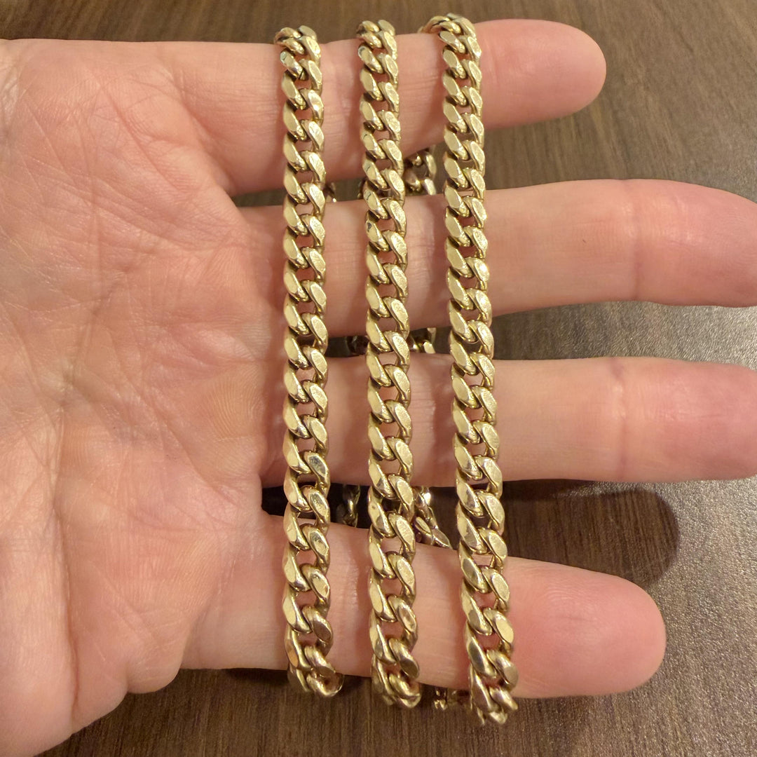 10k Yellow Gold 30g Semi Solid 6.5mm Cuban Link Chain Necklace 27"