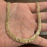 14k Yellow Gold 19.7g Thick Graduated Byzantine Link Necklace Turkey 19"