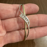 14k Yellow and White Gold 0.50cttw Diamond Fancy Bangle Bracelet 6.75"