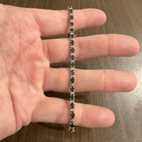 14k Yellow Gold Sapphire and Diamond Vintage Ladies Tennis Link Bracelet 7"