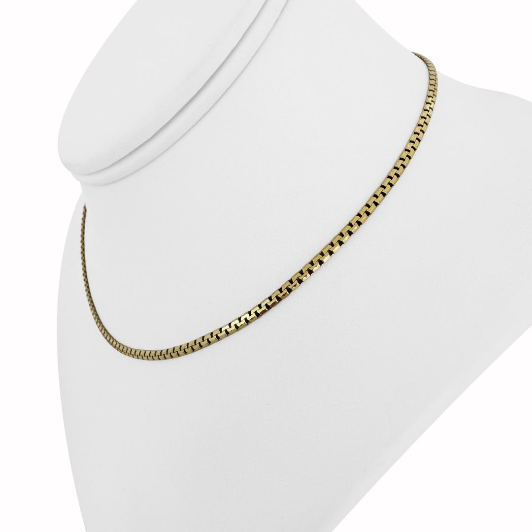 14k Yellow Gold 7.2g Solid Thin 2mm Flattened Box Link Necklace  Italy 15"