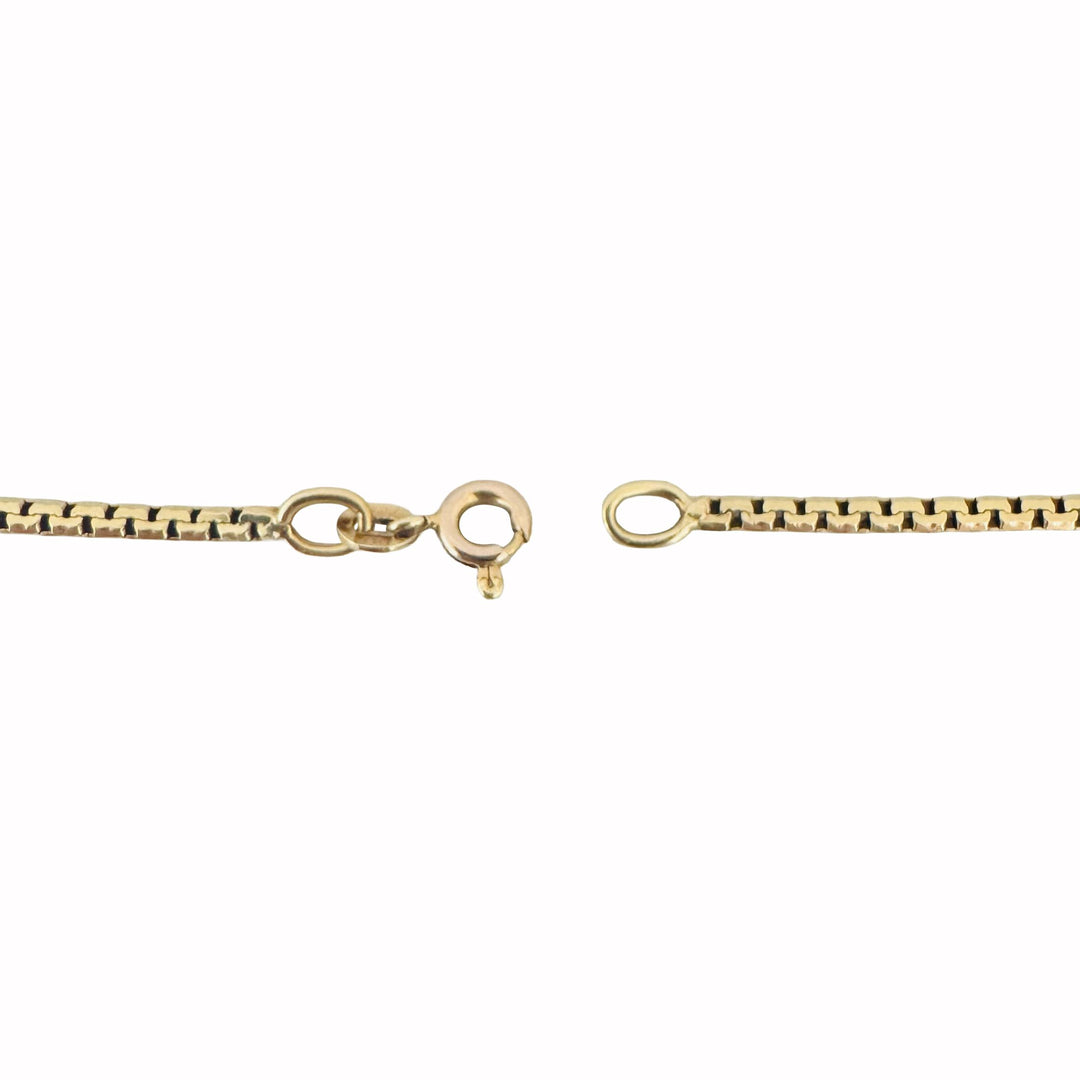 14k Yellow Gold 7.2g Solid Thin 2mm Flattened Box Link Necklace  Italy 15"