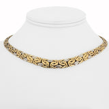 14k Yellow and White Gold 14.5g Graduated Byzantine Link Necklace 15"