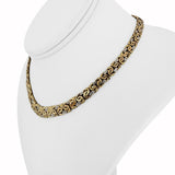 14k Yellow and White Gold 14.5g Graduated Byzantine Link Necklace 15"