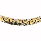 14k Yellow and White Gold 14.5g Graduated Byzantine Link Necklace 15"