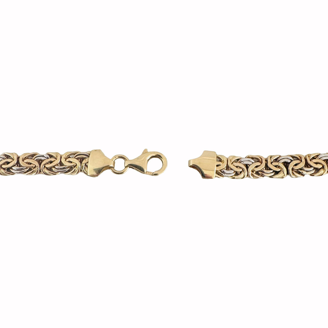 14k Yellow and White Gold 14.5g Graduated Byzantine Link Necklace 15"