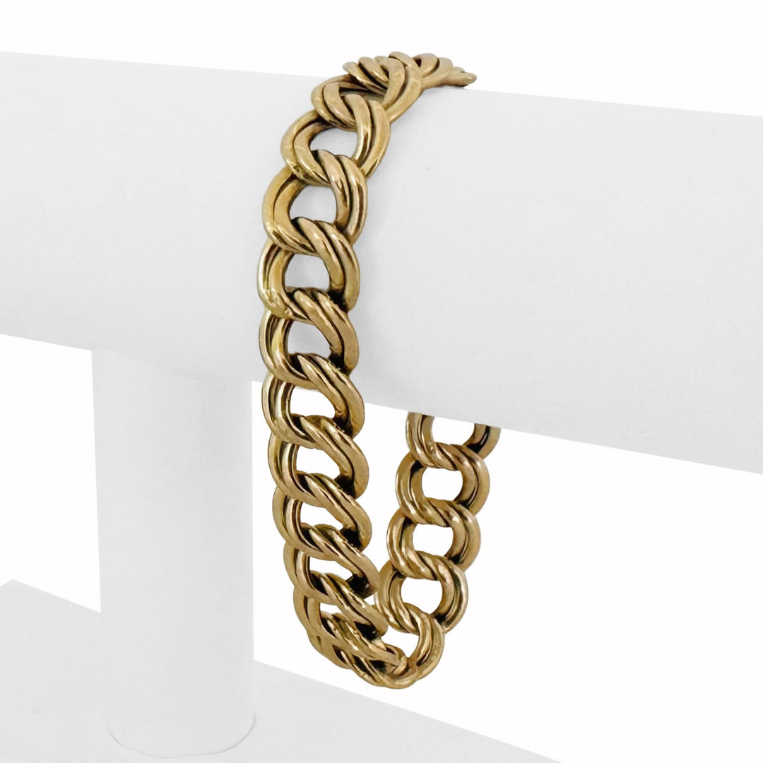 14k Yellow Gold 18.6g Vintage Polished 14mm Double Curb Link Bracelet 8"
