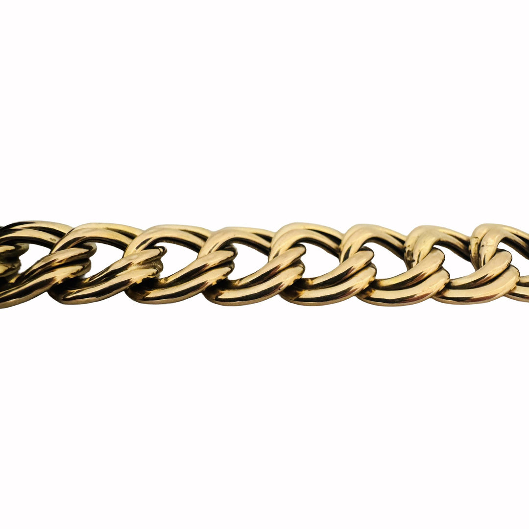 14k Yellow Gold 18.6g Vintage Polished 14mm Double Curb Link Bracelet 8"