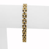 14k Yellow Gold 13.8g Vintage Faceted 7mm Panther Link Bracelet Italy 7"
