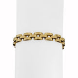 14k Yellow Gold 13.8g Vintage Faceted 7mm Panther Link Bracelet Italy 7"