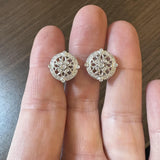 18k White Gold and 0.42cttw Diamond Vintage Filigree Stud Earrings