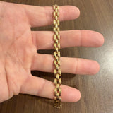 14k Yellow Gold 13.8g Vintage Faceted 7mm Panther Link Bracelet Italy 7"