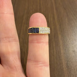 18k Yellow Gold Sapphire and 0.30cttw Diamond Vintage Squared Band Ring Size 3