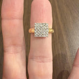 18k Yellow and White Gold 0.75cttw Pave Cluster Diamond Vintage Ring Size 5.5