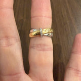 18k Yellow and White Gold and Diamond Milor Crossover Bands Ring Size 6.5