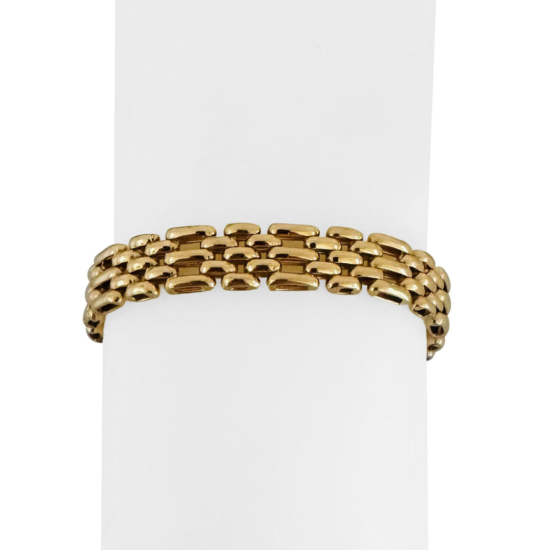 18k Yellow Gold 14.6g Ladies Polished 9mm Fancy Panther Link Bracelet 7.5"