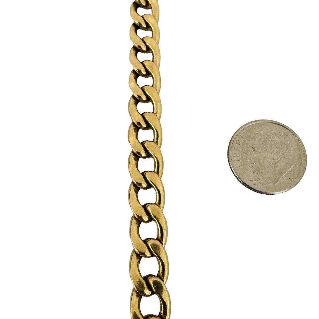 18k Yellow Gold 17g Semi Solid Vintage 8mm Curb Link Bracelet Italy 7.5"
